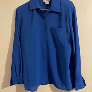 Ladies Royal Blue Courtenay Long Sleeve Dressy Blouse